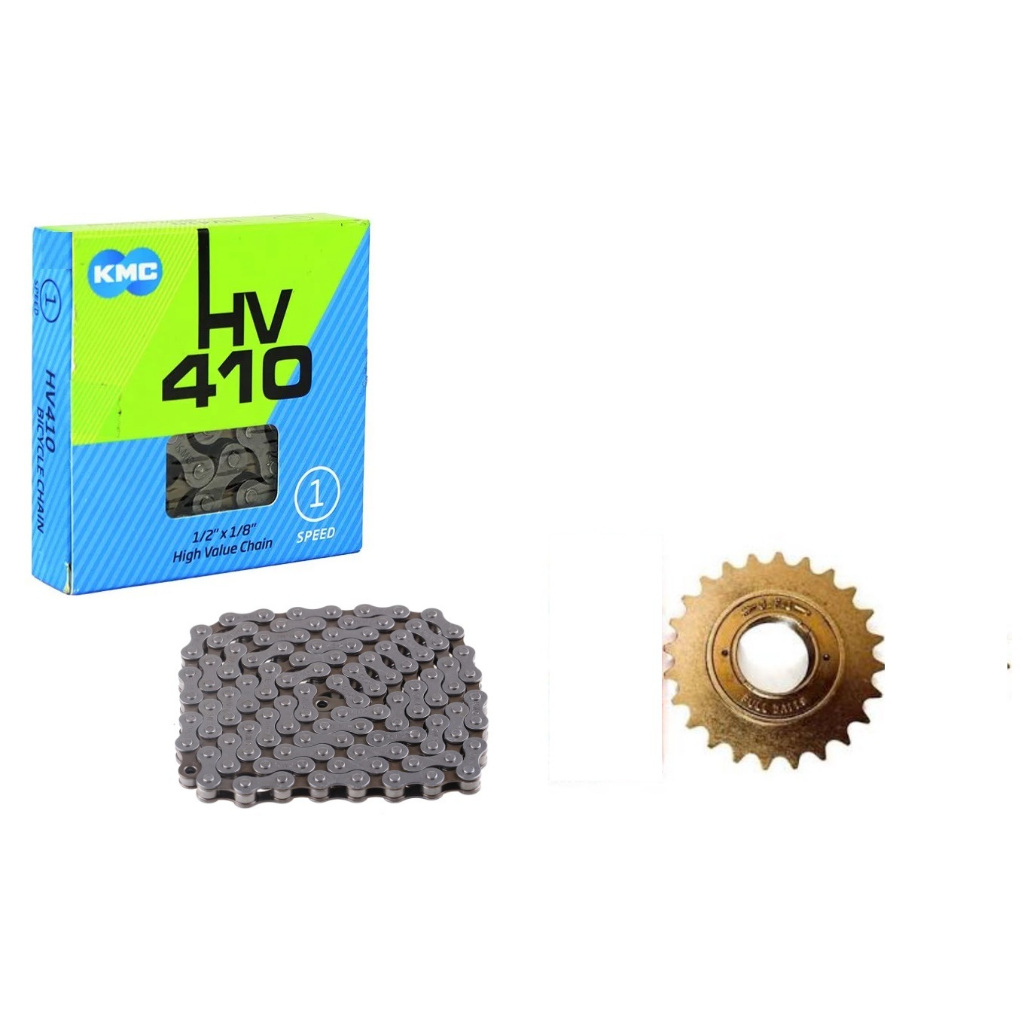 Kit Catraca de bicicleta Bmx 22 dentes + corrente grossa bmx kmc com powerlink emenda fresstyle cross freeride