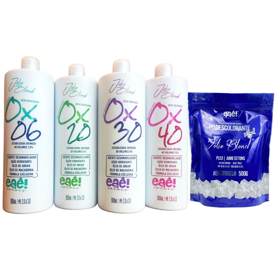 Kit Pó Descolorante Azul + Água Oxigenada Clareia Até 9 Tons Ultra Rápido Clareador Eaê! Cosméticos