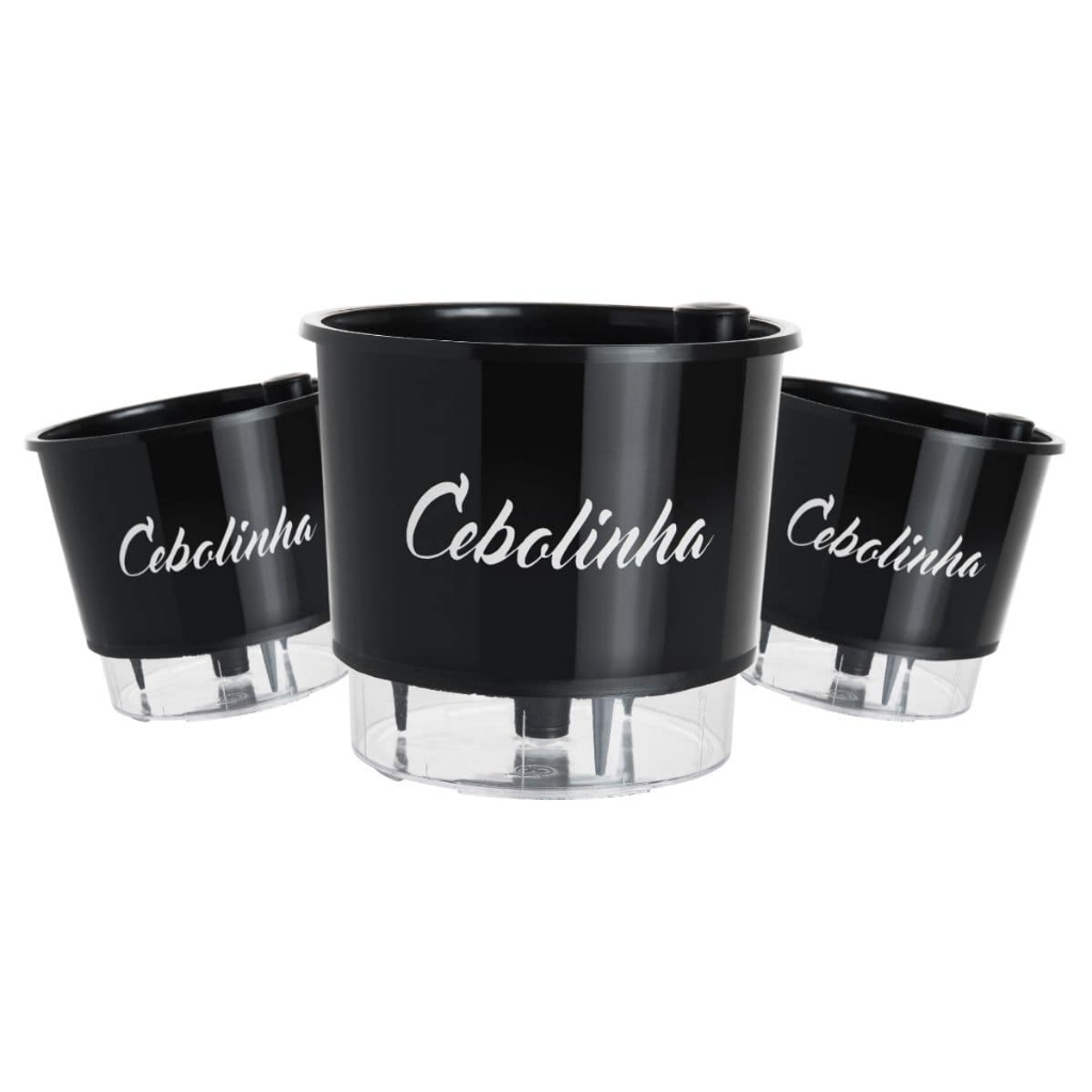 Kit 3 Vaso Autoirrigavel Horta Tempero Cultivo de Cebolinha Salsa Alecrim Hortelã Orégano Manjericão nº03 Gourmet