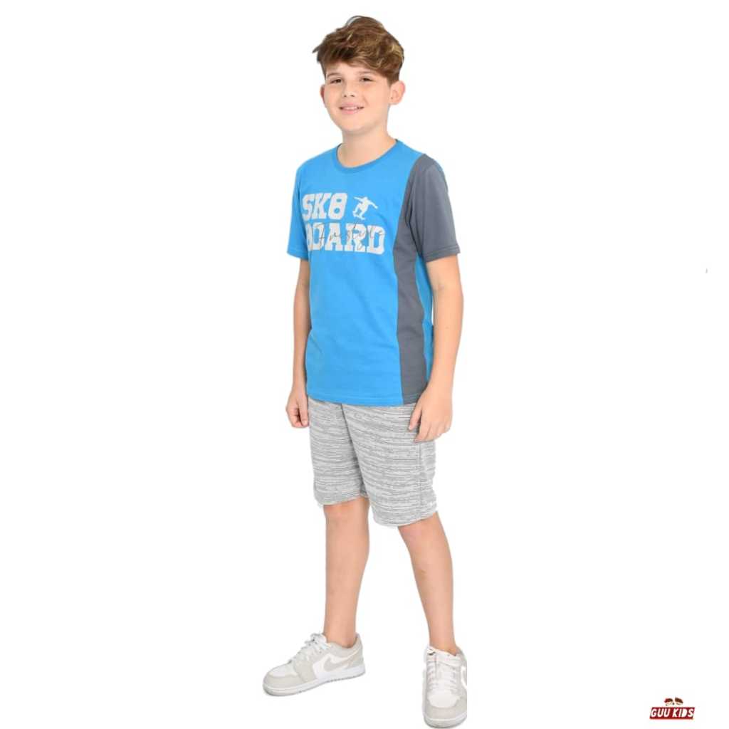 kit 6 Peças Juvenil Verão Sortido Masculino 10 ao 16 3 Conjuntos 3 Bermuda e 3 Camiseta.