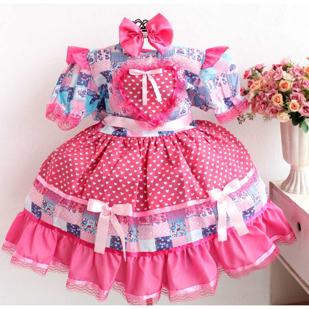 Vestido Festa Junina São João Criança Dança Infantil Luxo Quadrilha