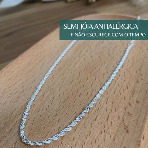 Choker Cordão Baiano Torcido Colar Banhado em Prata 925 Semijoia