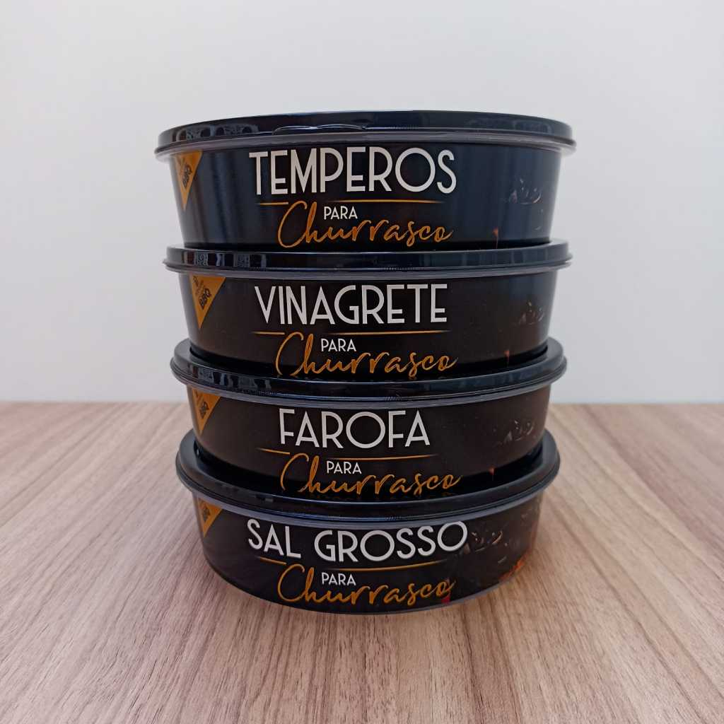 Kit Churrasco com 4 Potes Plásticos 800 ml