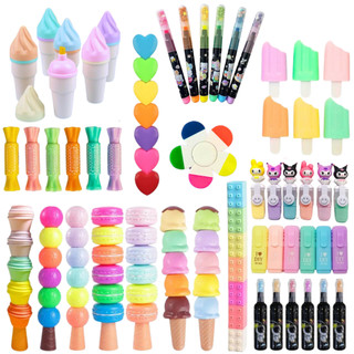 Kit 6 Canetas Marca Texto Fofinhos Papelaria Fofa Kawaii kit escolar