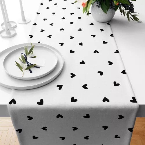 Trilho Caminho de Mesa Para Mesa/Geladeira/Microondas Decorativo 1,35x0,35 Preço PROMOCIONAL Corações Preto em Oferta na Shopee