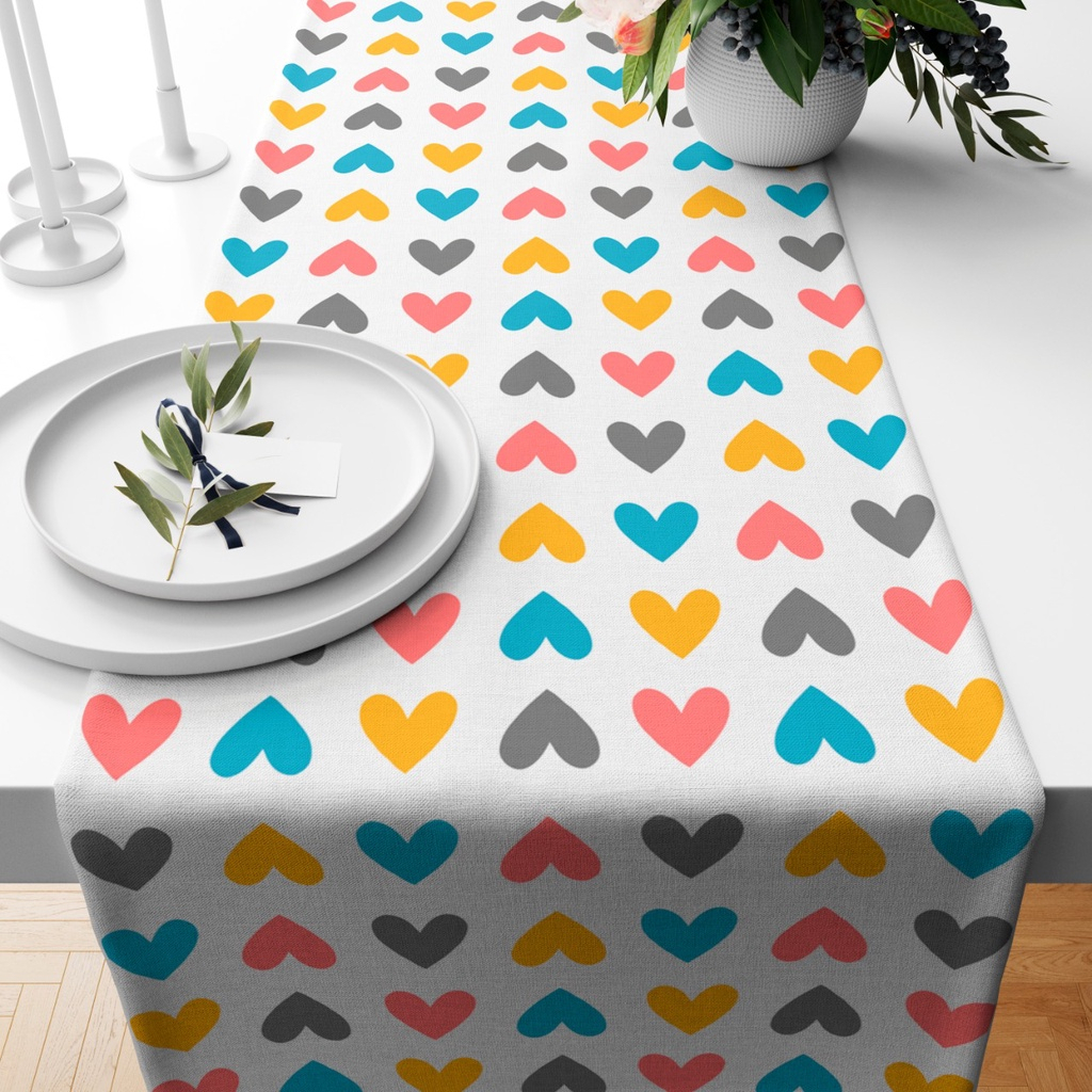 Trilho Caminho de Mesa Para Mesa/Geladeira/Microondas Decorativo 1,35x0,35 Preço PROMOCIONAL Corações Colorido em Oferta na Shopee