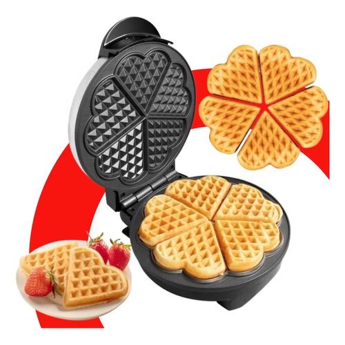 maquina waffle eletrica antiaderente 5 formas coracão 700w omeleteira