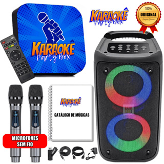 Karaoke Party Box +2 Microfones Sem Fio +Caixa De Som +2000 Músicas +Catálogo +Sistema Com Pontuação em Oferta na Shopee