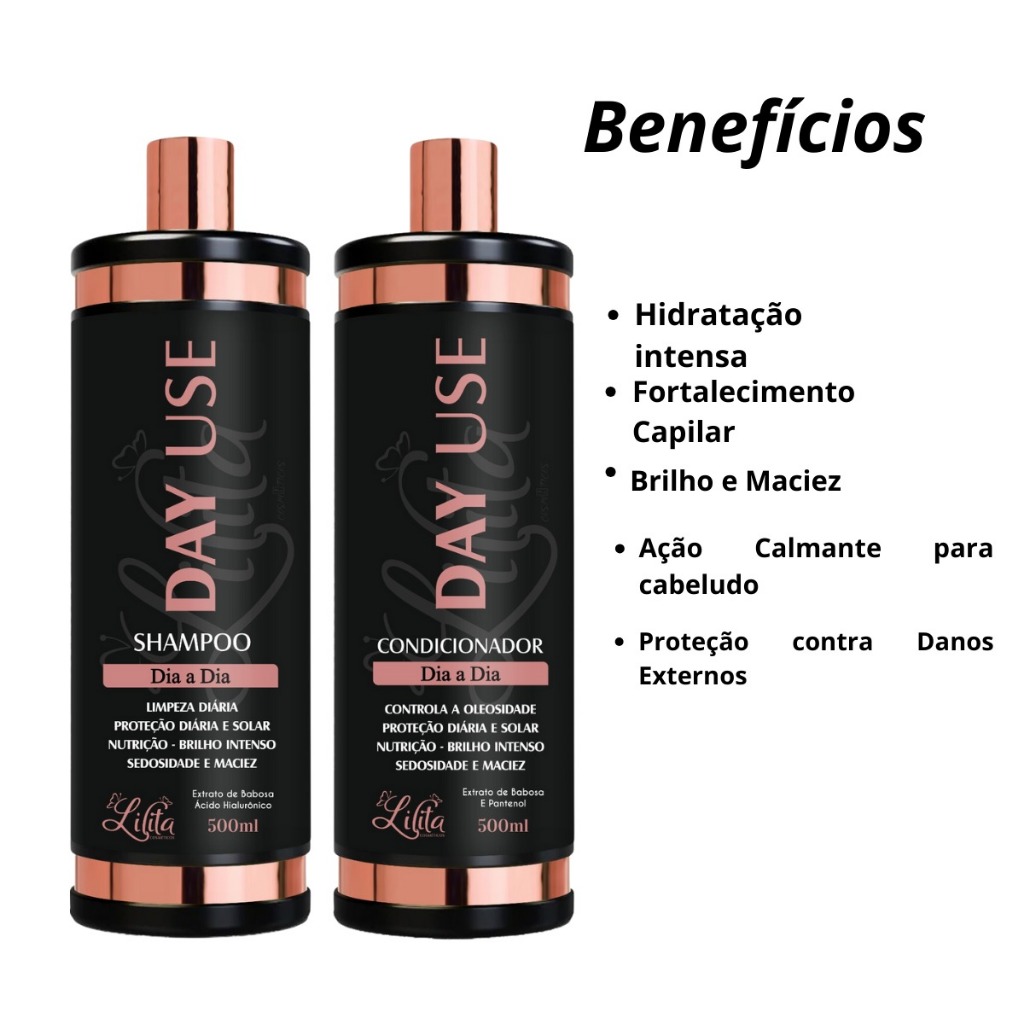 Kit Profissional Shampoo e Condicionador 500 ml Day Use Controle de Oleosidade e nutrição diária em Oferta na Shopee