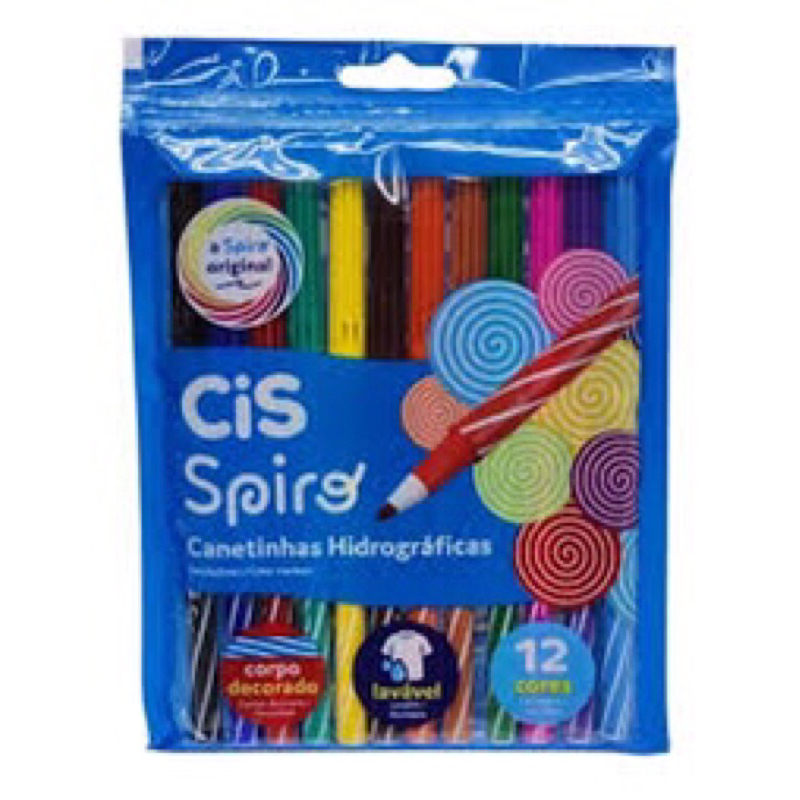 Lançamento - Cis Canetinha Hidrocor Spiro 12 Cores - Material Escolar - Papelaria