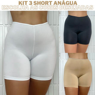 KIT 3 Anágua Segunda Pele Liso Feminina Short Básico em Oferta na Shopee