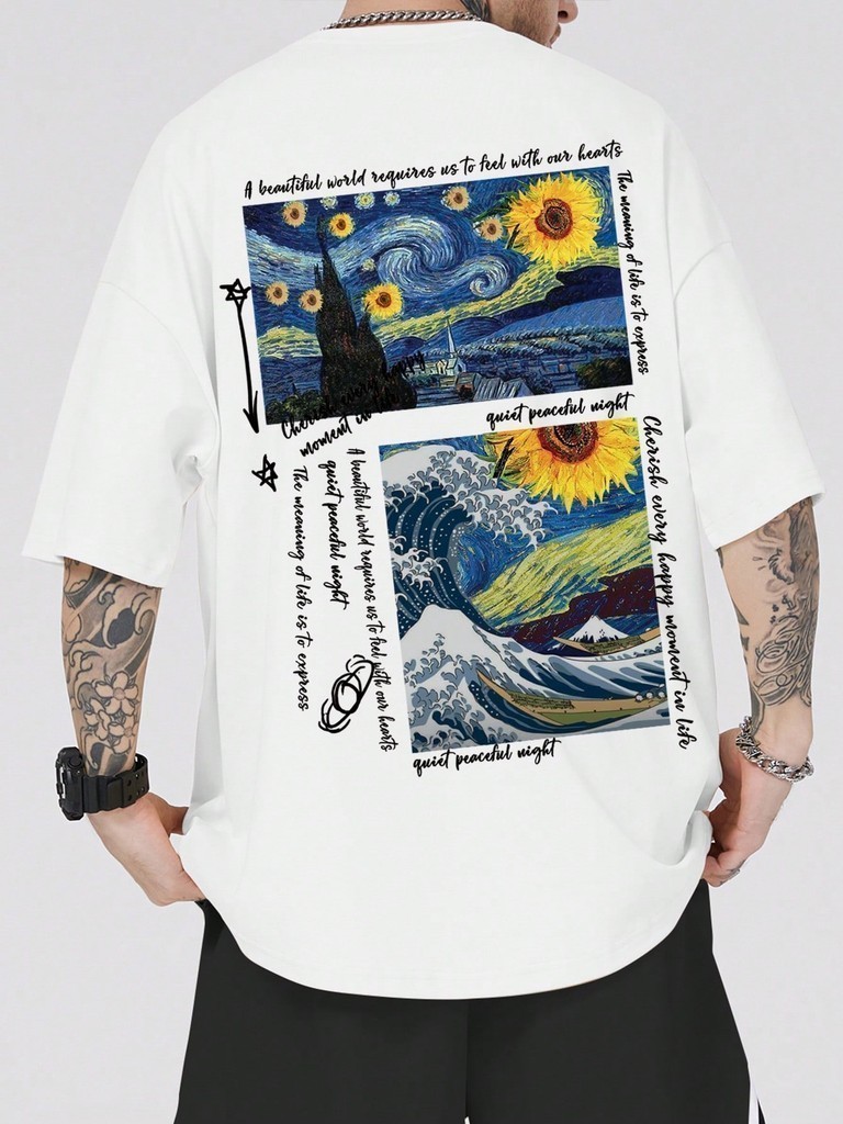 Camiseta Streetwear Van Gogh Camisa Skatista Blusa Camiseta Moda