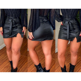saia de courinho de cinto perolas em Oferta na Shopee