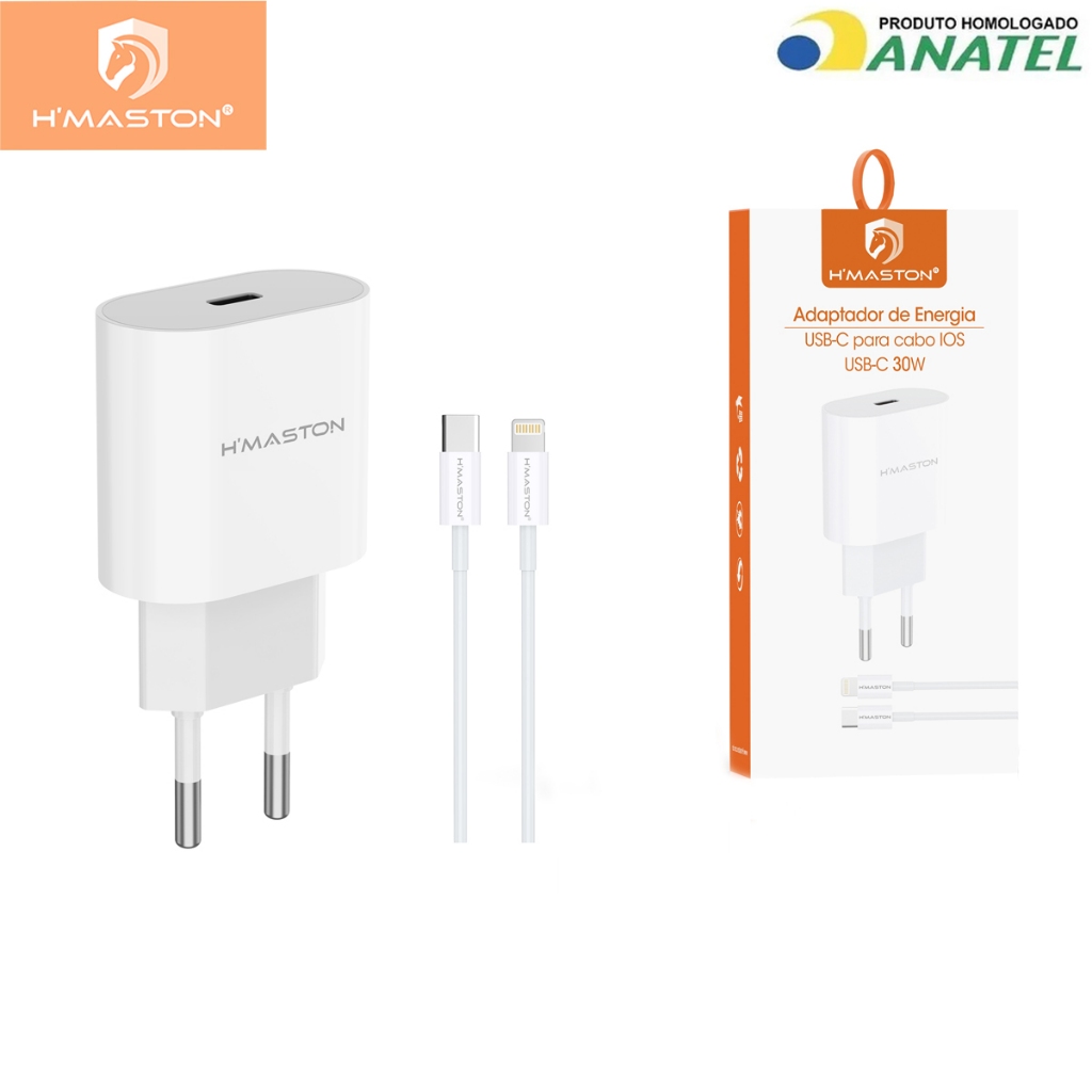H'maston CB-17 Carregador Turbo PD30w  Fonte 3A Carregar Celular Portátil Com Cabo Tipo-c ...