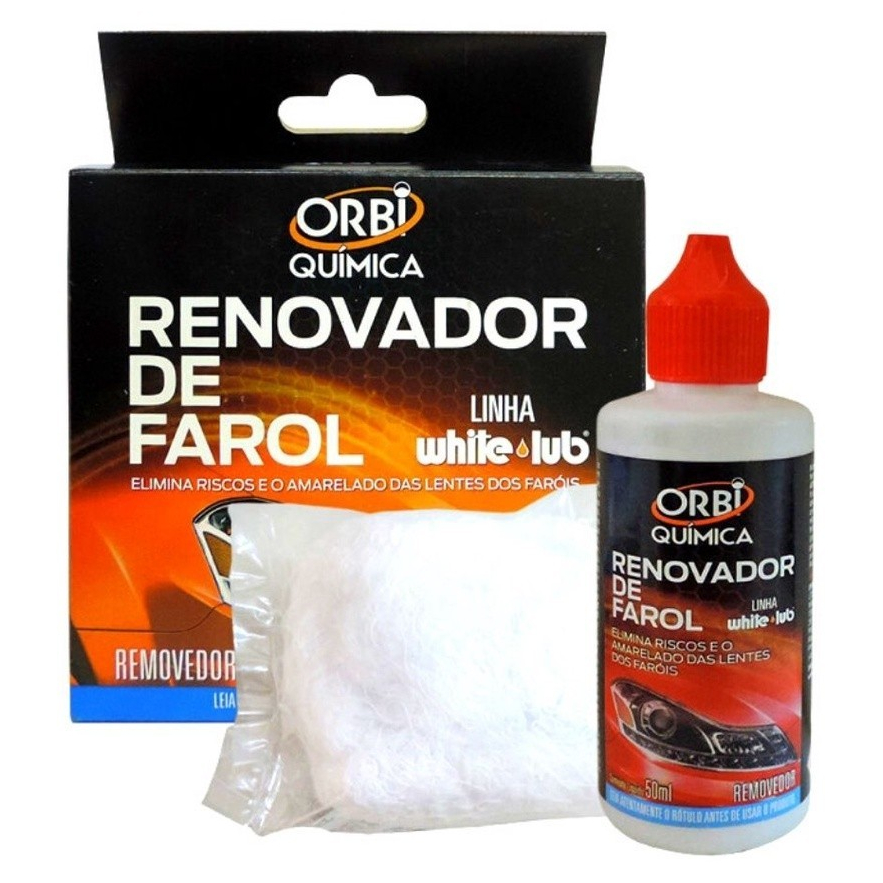 Renovador de Farol Orbi Tira Amarelado  e Aspecto Fosco  Revitalizador 50ml + Estopa