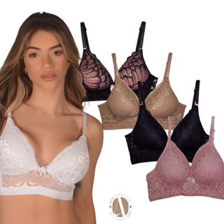 Kit 2 sutiãs de renda com bojo soft sem aro sutian luxo REF170C em Oferta na Shopee