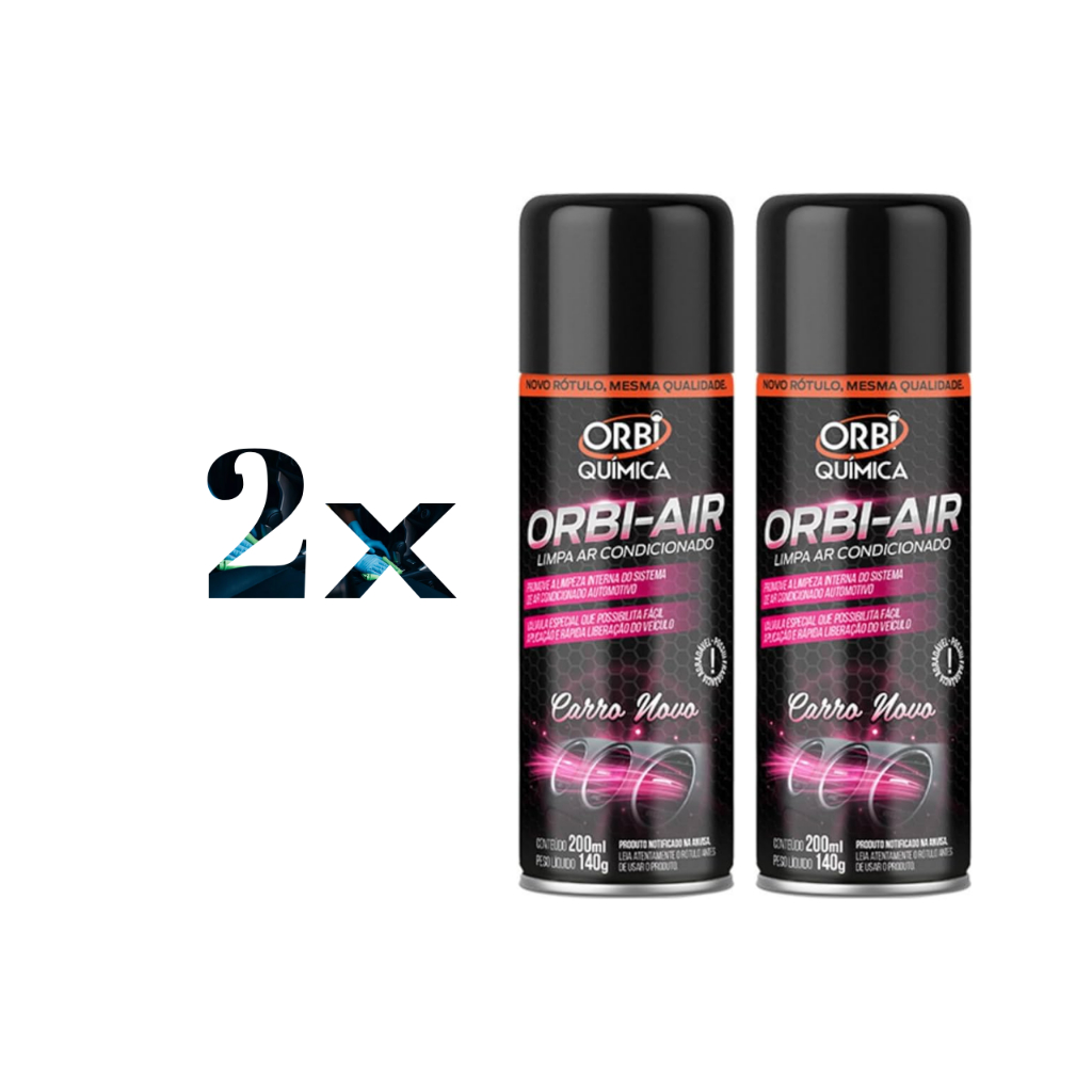 2x Limpa Ar Condicionado Automotivo Higienizador Perfume Carro Novo - Orbi air 200ml