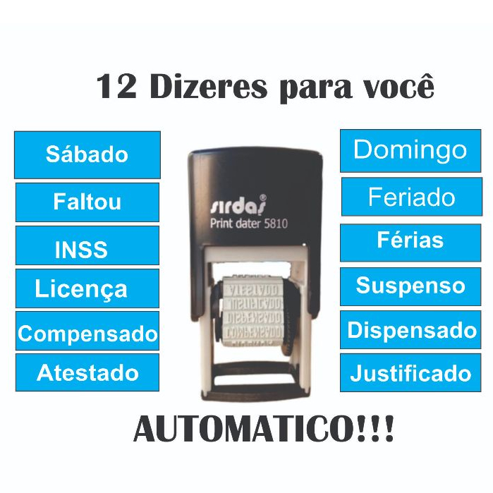 Carimbo diversos dizeres cartão de ponto