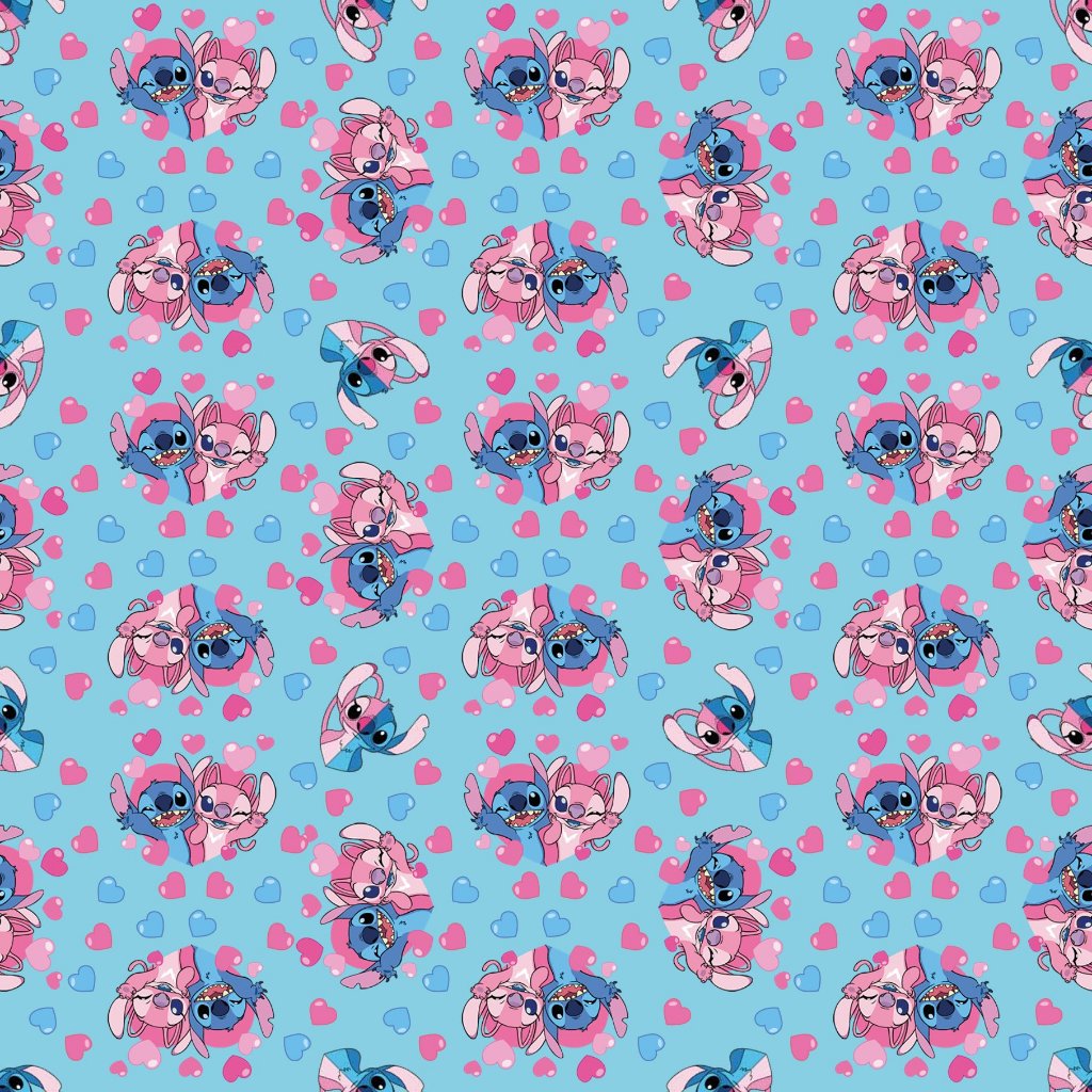 Tecido Microfibra TACTEL Estampa Digital 50 cm de comprimento X 1,50 de largura  - Stitch 5 fundo azul