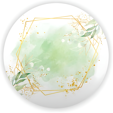 Painel Festa Infantil Redondo Floral Geométrico dourado, fundo Verde Àgua + Arco, Suporte incluso. Fazemos personalizado com qualquer tema. Confeccionado em Lona fosca, impressão de alta resolução. cenário Circular p/ Decoração