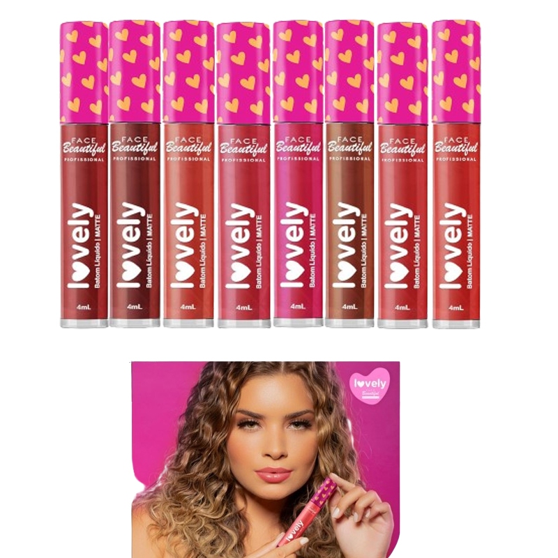 Batom Líquido Matte Vegano 4ml Lovely Face Beautiful Alta Durabilidade