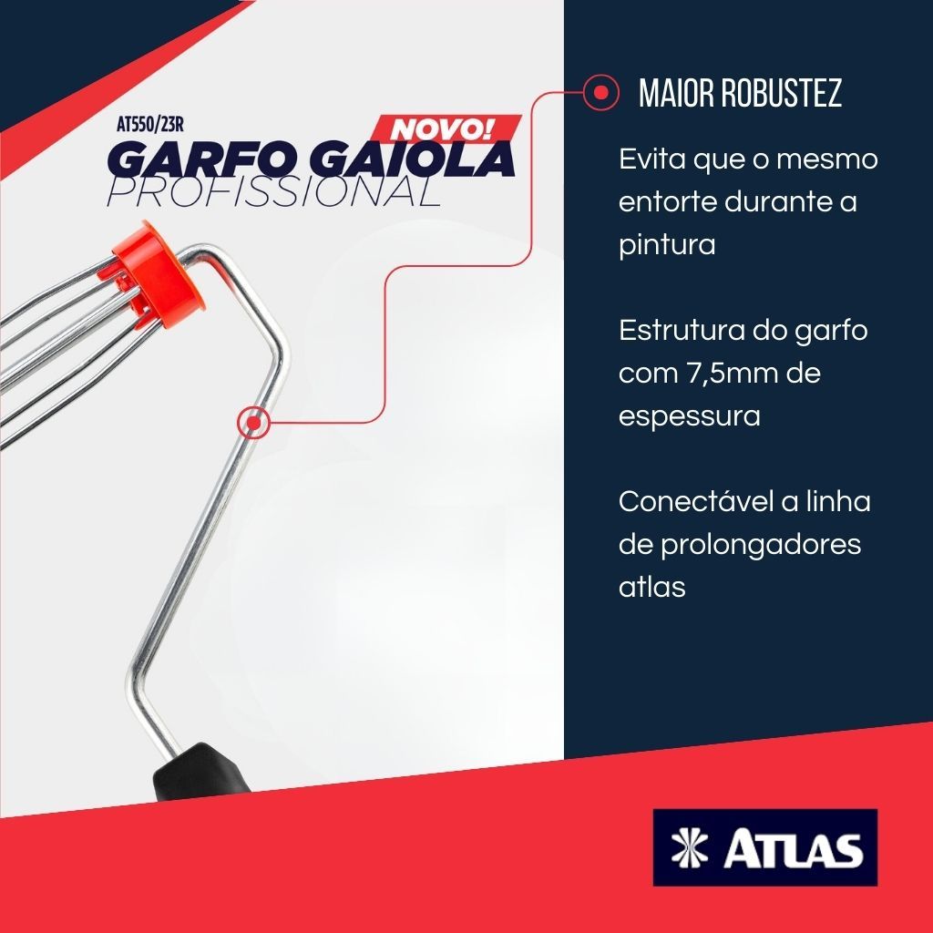 Cabo / Suporte Atlas - Roma Para Rolo Pintura 23cm Garfo Gaiola · foto 2