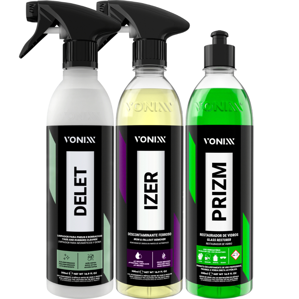 KIT DESCONTAMINANTE FERROSO IZER PRIZM DELET RESTAURADOR DE PNEUS E BORRACHAS VONIXX em Oferta na Shopee
