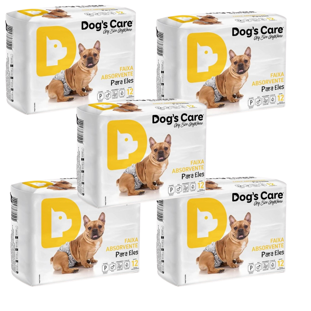 Kit Fralda Higiênica Pet Cães Macho Dogs Care Tam P 60 Un