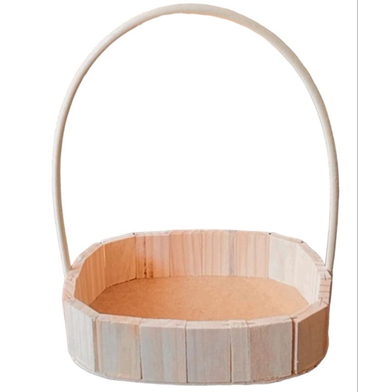 Kit com 10 cesta fraldeira de 20cm oval para presentes com alça  fio sintético, 20x16cm