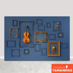 Fundo Fotográfico Gigante 3,00x2,50m Dia dos Pais Boiserie Azul Painel Sublimado Cenário Em Tecido - FPA-157