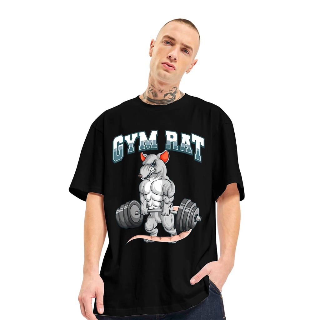 Camisa Oversized Streetwear Gym Rat Academia Treino Camisa