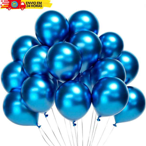 25 Unidades Balão Metalizado Cromado Número 5 Azul