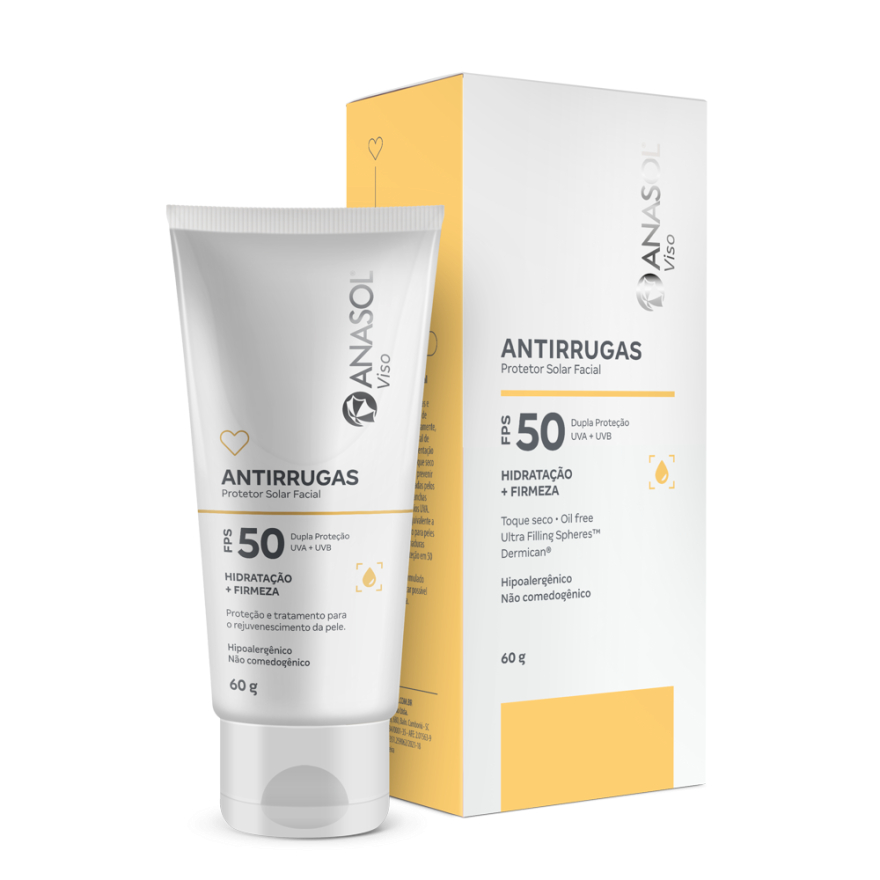 Protetor Solar Facial Antirrugas Anasol Viso FPS 50  Vegano 60g