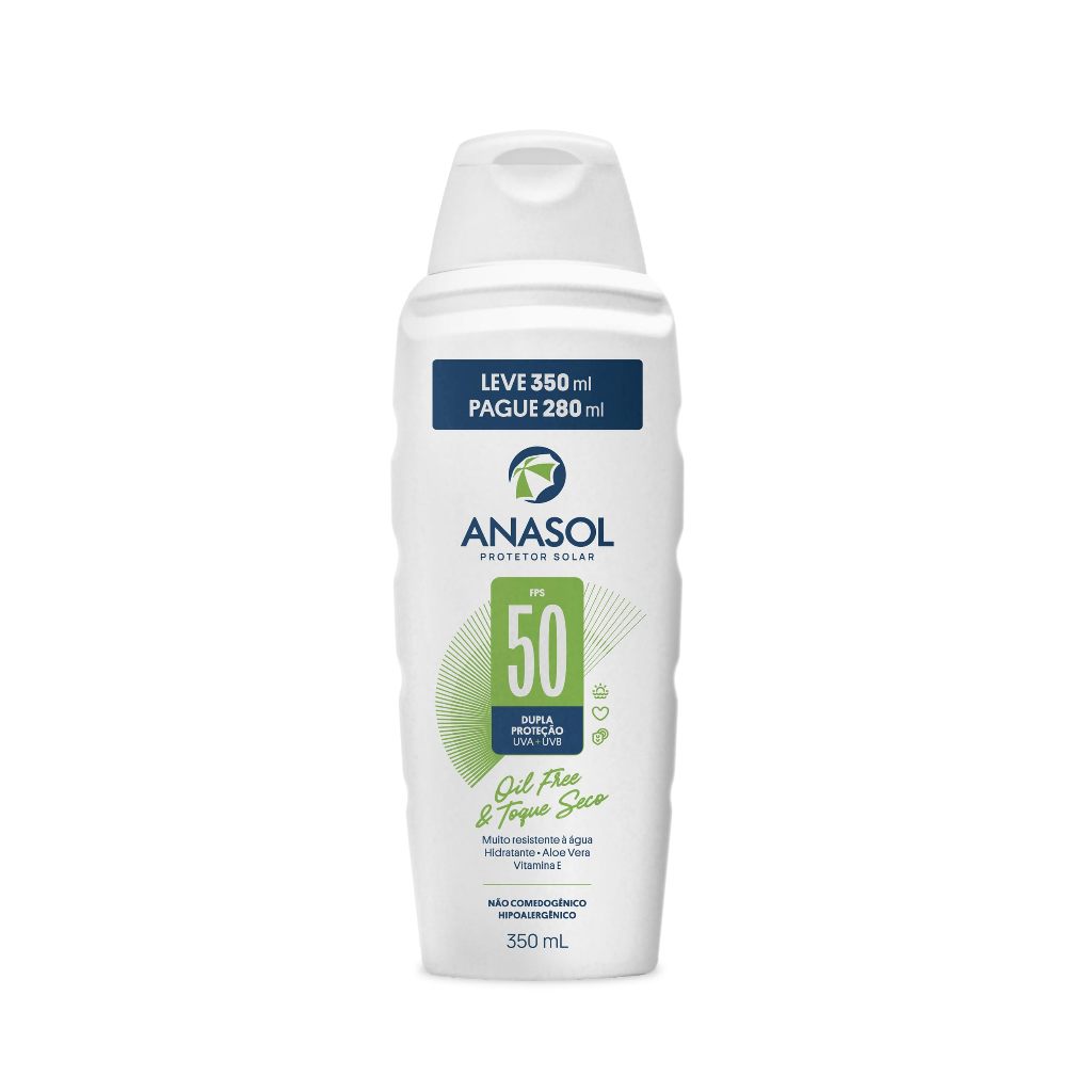 Anasol Protetor Solar Corporal Fps 50 Loção Toque Seco com Aloe Vera e Vitamina E 350ml