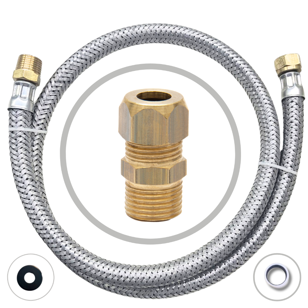 Kit Instalação Gás Encanado Mangueira 1,20 mts + Adaptador Macho em Oferta na Shopee