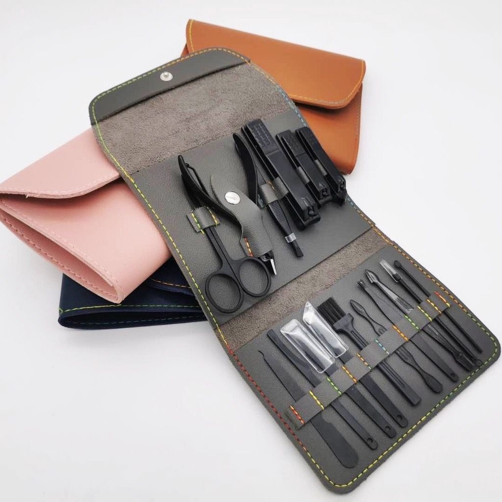 Cuidados com mãos Pés e unhas KIT 16 Peças Aço Inoxidável Cutícula Cortador De Unhas — imagem 2 de 2