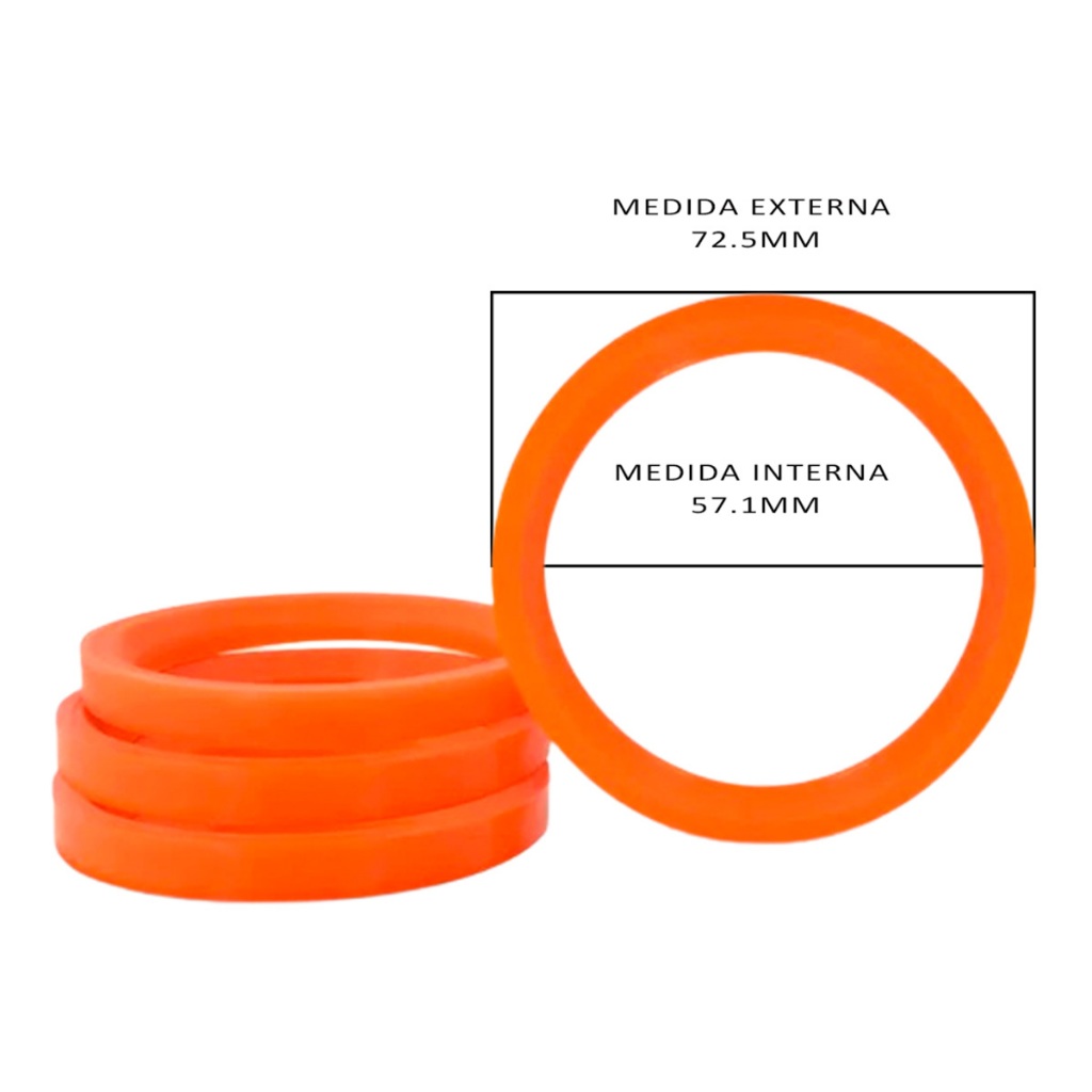 CENTRALIZADOR DE RODA ANEL VW AUDI CHRYSLER SEAT RODAS VASKA KROMMA MEDIDAS 57,10MMX72,50MM LARANJA