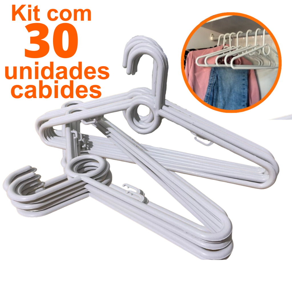 Kit 30 Cabides Adulto Antideslizante Reforçado Organizador de Roupas em Oferta na Shopee