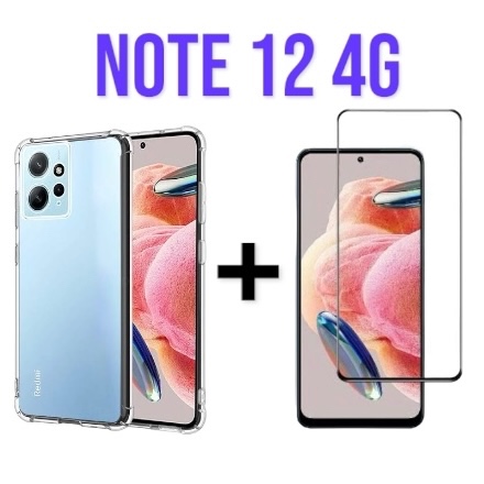Capa transparente + película 3D Xiaomi Note 12 4G capinha anti impacto