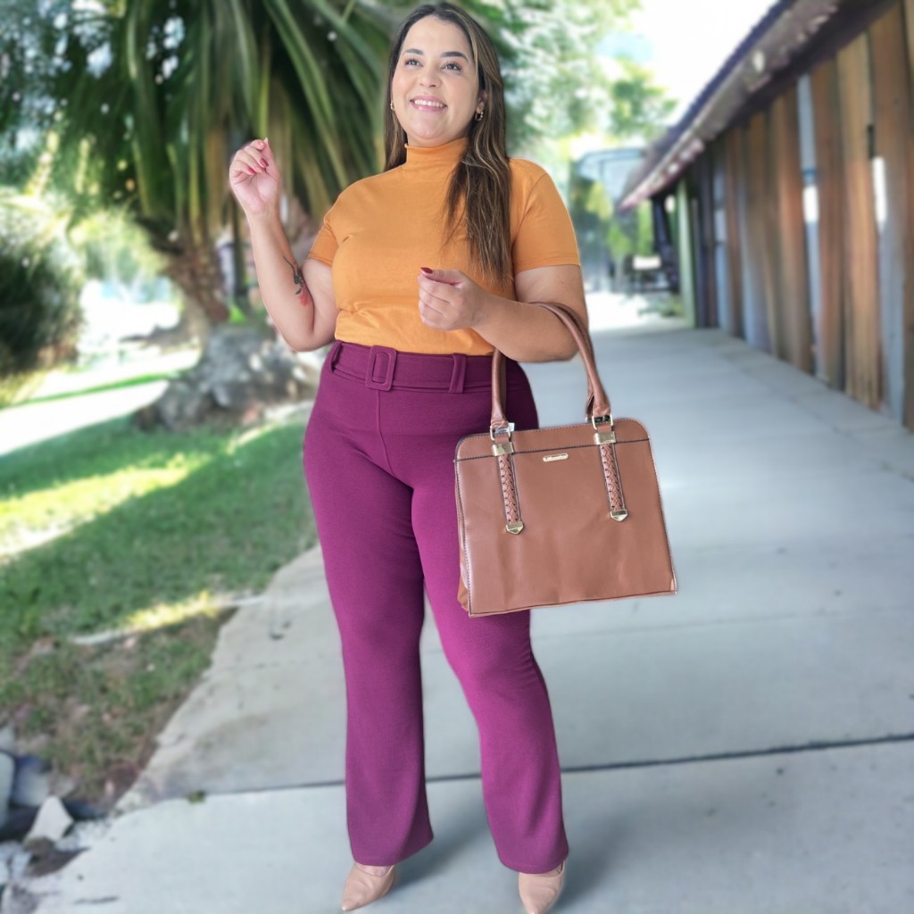 Calça Plus Size Flare Bailarina Feminina Cintura Alta Malha Crepe em Oferta na Shopee