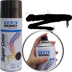 Tinta Spray Super Color Preto Metálico 350ml Tekbond