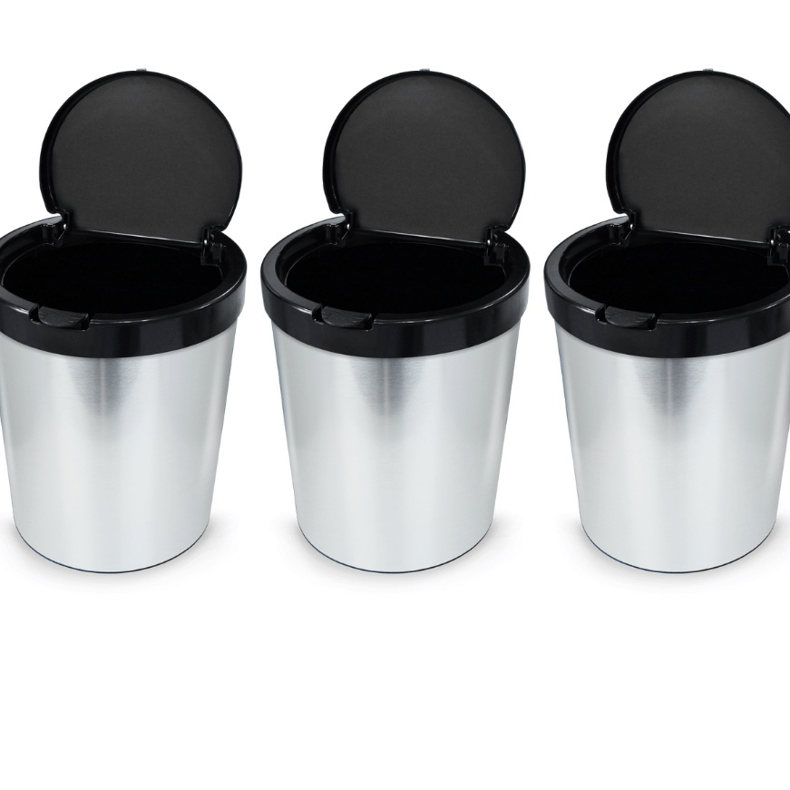 KIT 3 Lixeiras Cesto 10 Litros c/ Tampa Click Inox Escritorio ARQPLAST TOY25670 em Oferta na Shopee