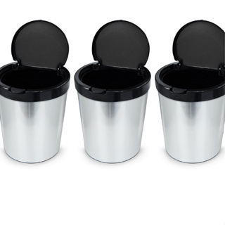 KIT 3 Lixeiras Cesto 10 Litros c/ Tampa Click Inox Escritorio ARQPLAST TOY25670 em Oferta na Shopee