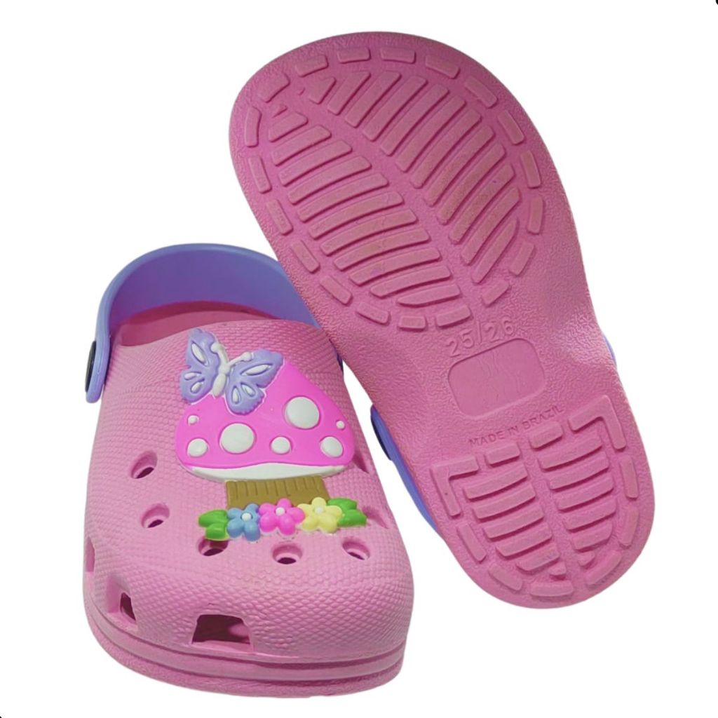 Babuche Sandalia Cogumelo Menina Rosa Lindo Passeio Escola Colegio Praia Piscina Anatomico