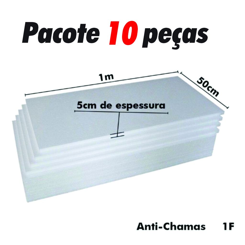 10 Placas De Isopor Antichamas Espessura 50mm (5cm)  Forro Térmico Acústico em Oferta na Shopee