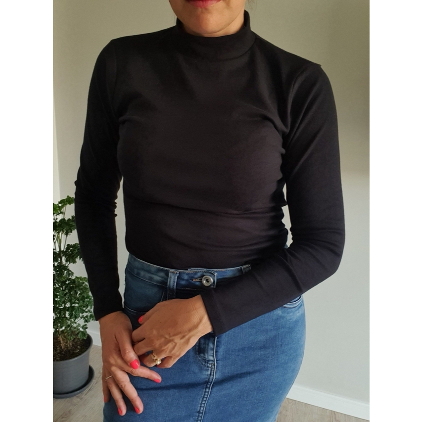 Blusa Gola  cacharrel média Manga Longa Manga Comprida Canelada Inverno Frio Blusa Feminina Manga Comprida. confort  frio