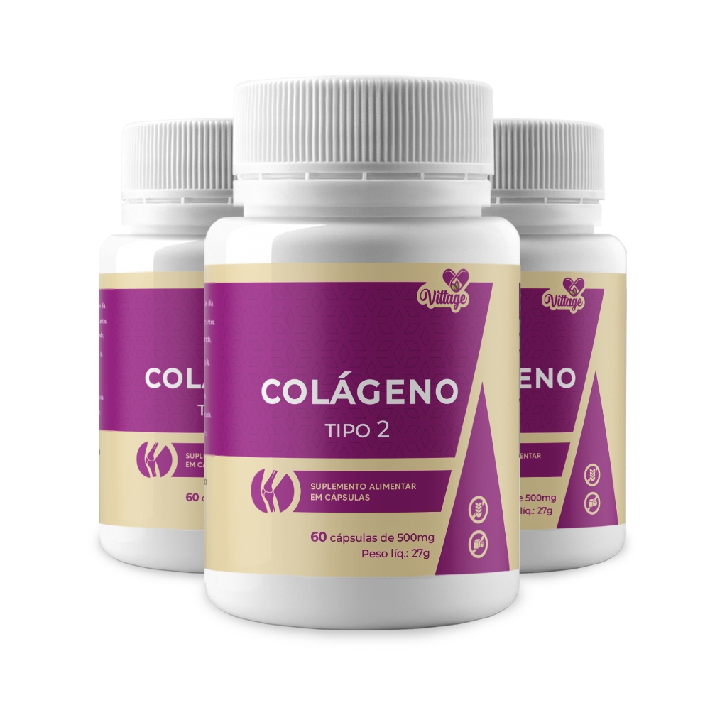 3X Colágeno Tipo 2 - 180Caps 500mg VITTAGE