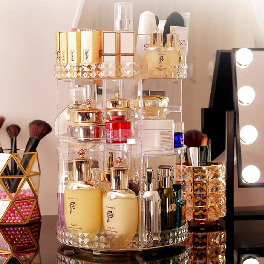 Organizador De Cosmético Maquiagem Acrílico Giratório 360º G em Oferta na Shopee