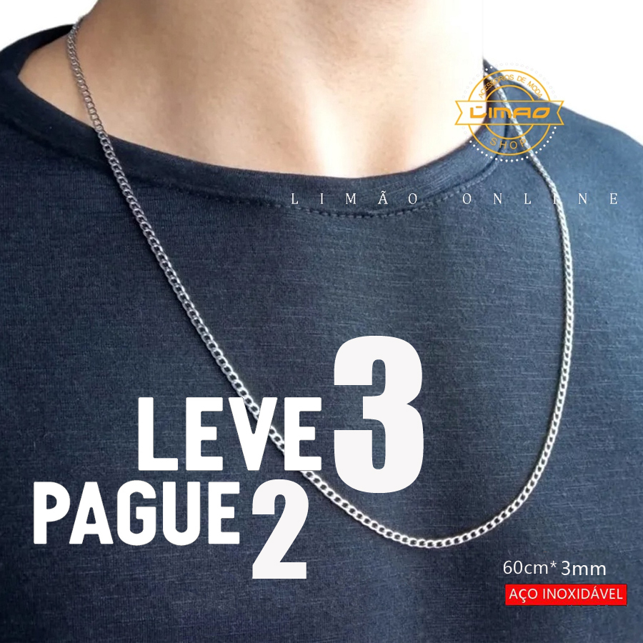 As correntes de aço inoxidável mais vendidas não enferrujam nem ficam pretas em Oferta na Shopee