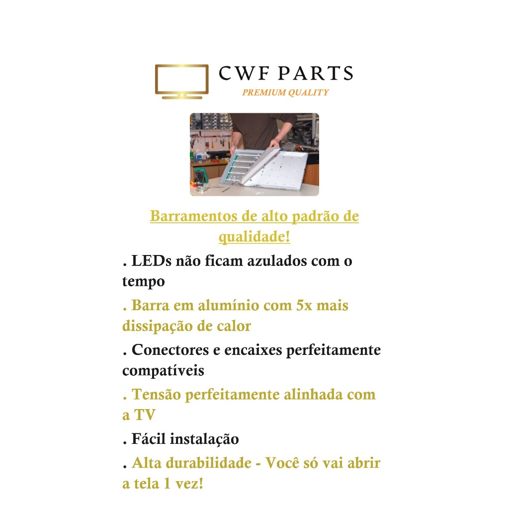 UN65TU8000G UN65AU7700G UN65TU7000G - Kit 10 Barras de LED Barramento Premium Alta Qualidade — imagem 2 de 2